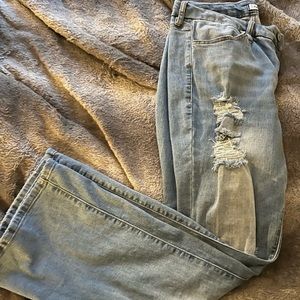 Rue 21+ Blue Distressed Flare Jeans